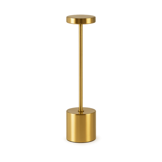 Gold-colored cylindrical object on a white background
