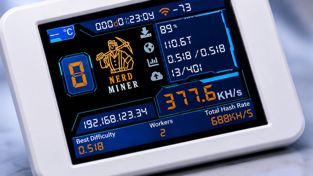 Live mining stats on the built-in display